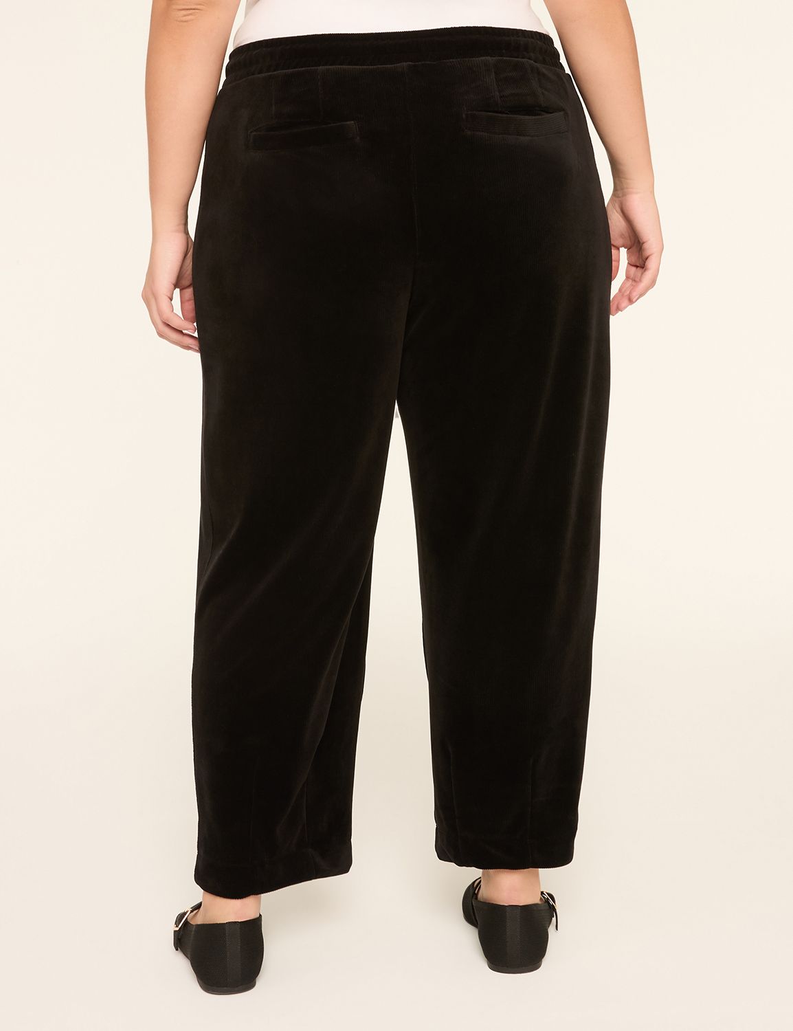 Rib Velour Pull-On Curved Ankle Pant
