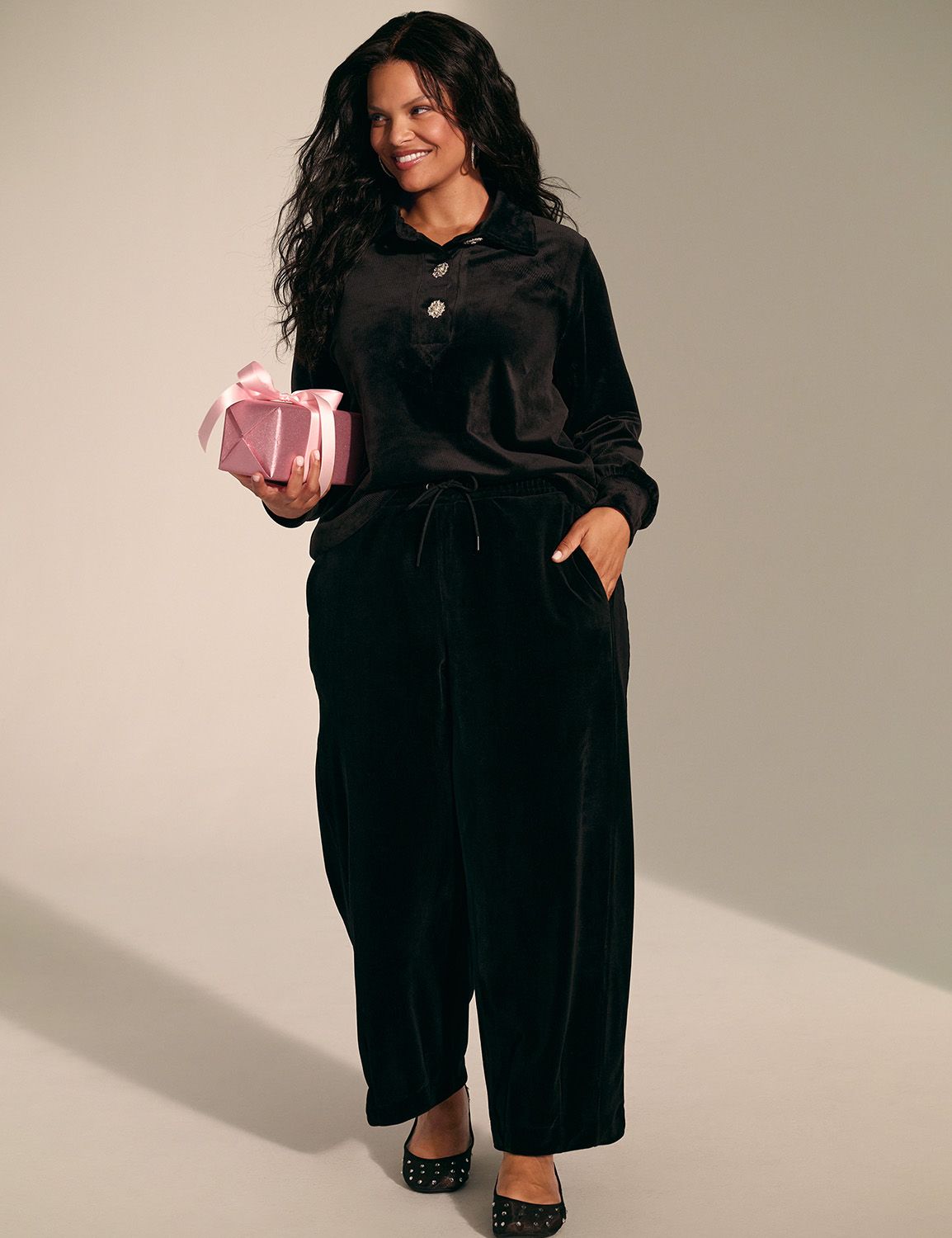 RIB VELOUR PULLON CURVE PANT - 1148 | LaneBryant