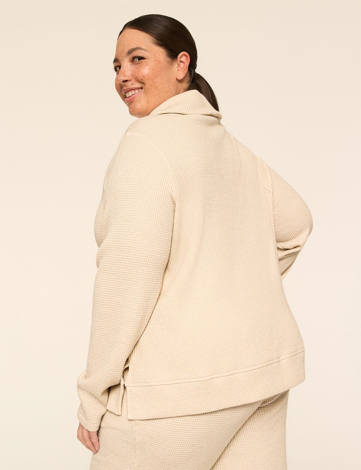 LIVI Shine Waffle Cowlneck Sweatshirt