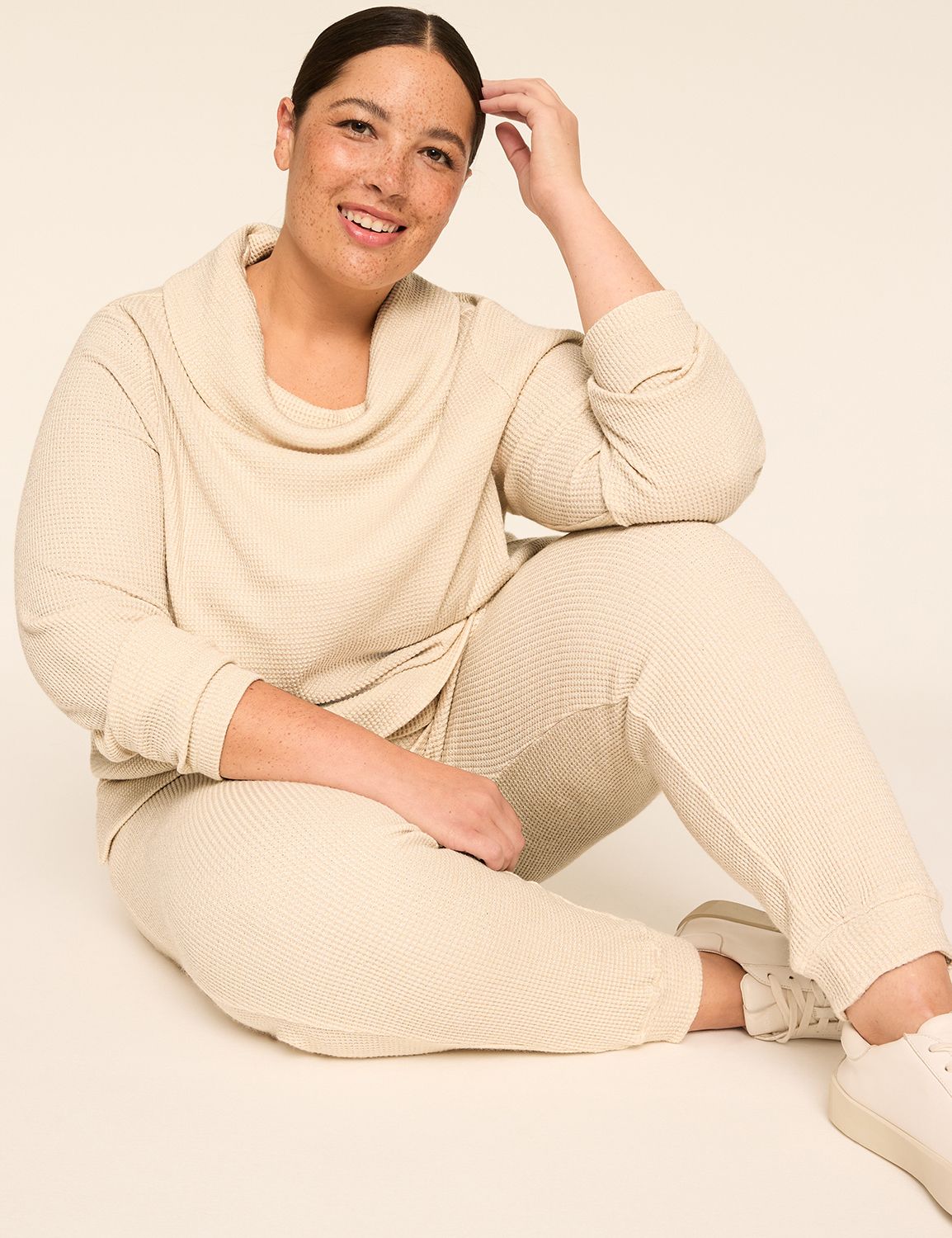 LIVI Long Sleeve Cowl Neck Shine Te Product Image 3