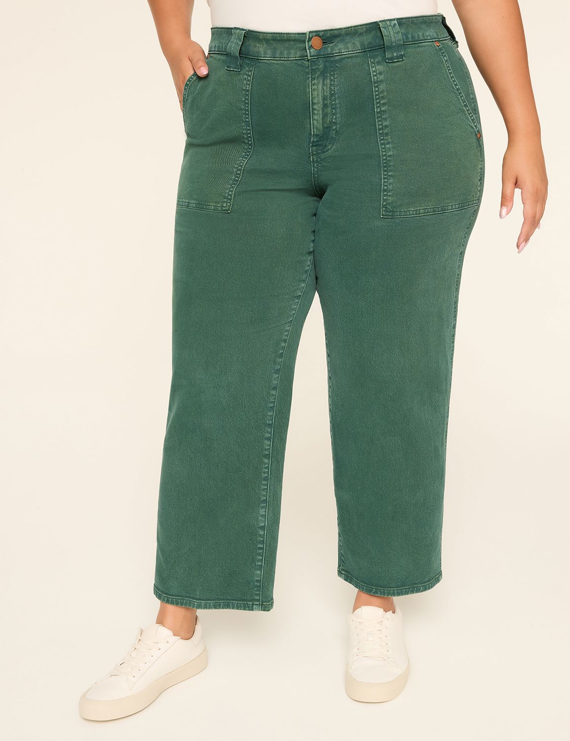 High-Rise Patch-Pocket Ankle Jean