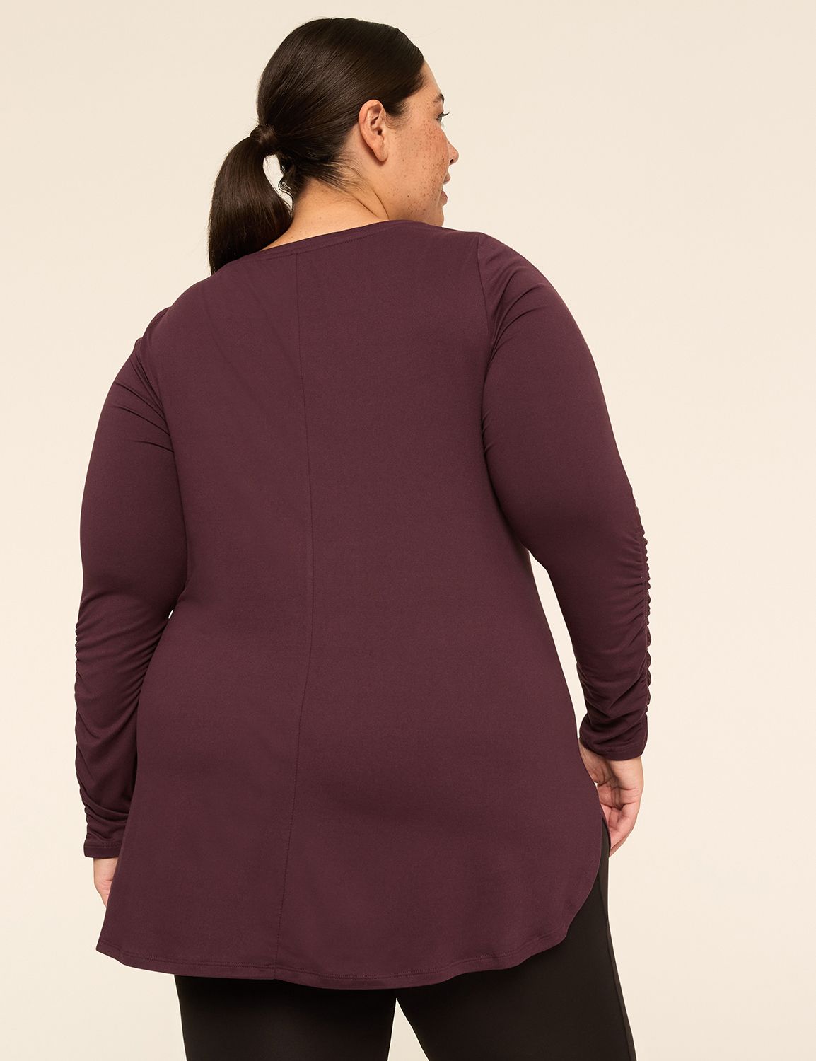 LIVI Soft Boatneck Ruched-Sleeve Tunic