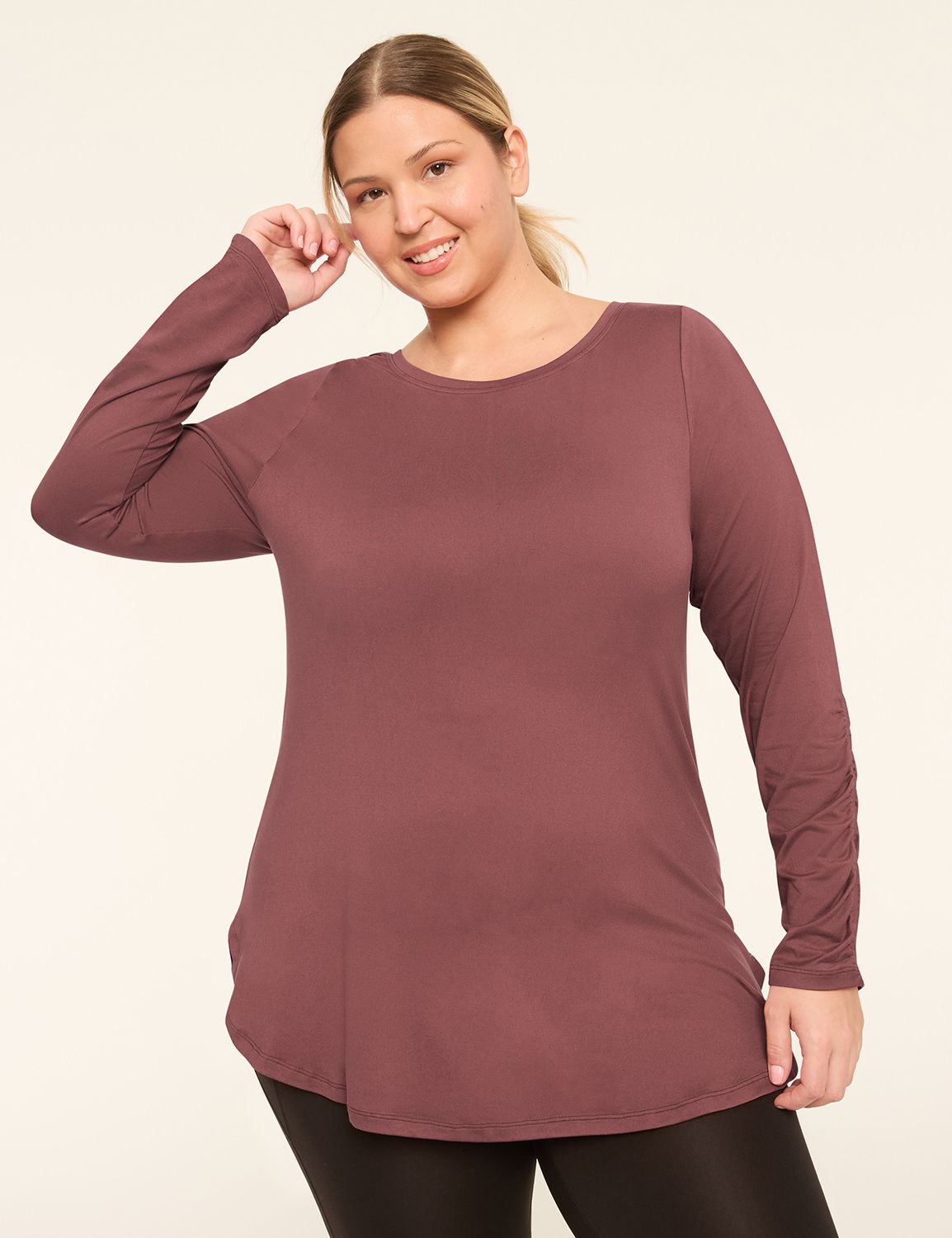 LIVI Long Sleeve Boat Neckline Ruch Product Image 1