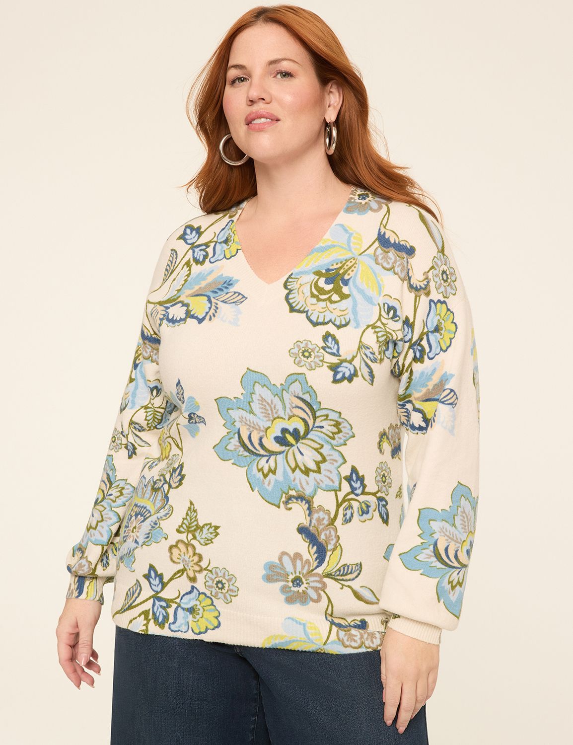 Long-Sleeve V-Neck Pullover Sweater
