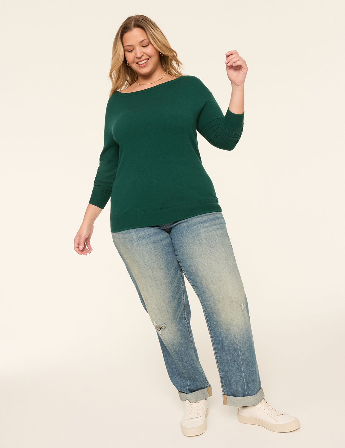 Classic Long Sleeve Boatneck Pullov Product Image 3