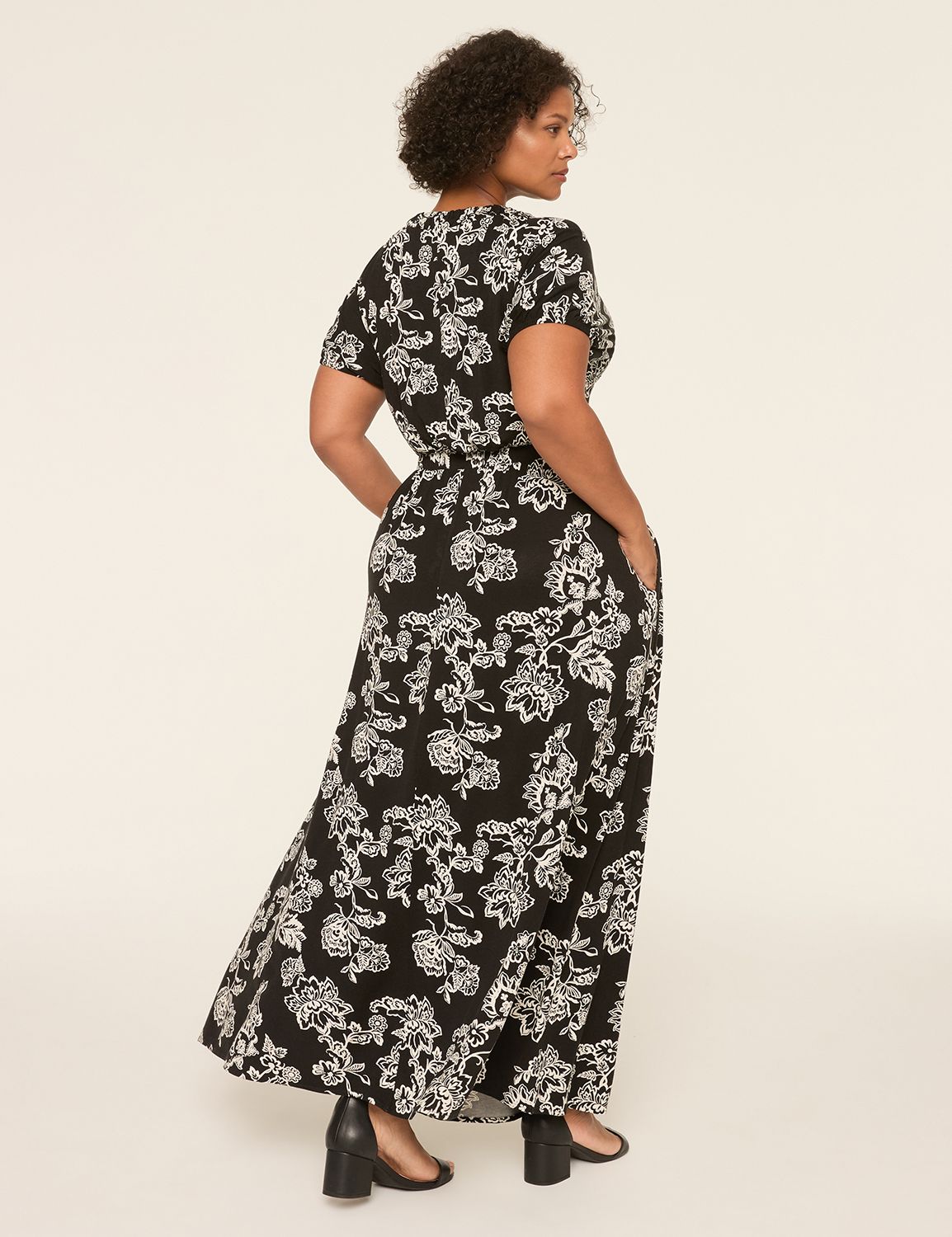 Puff-Sleeve V-Neck Dress