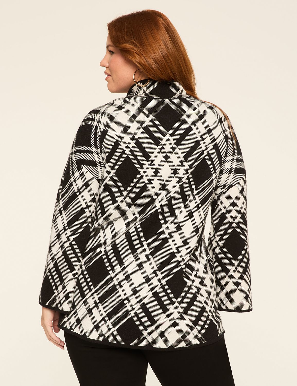 Plaid Button-Front Sweater Jacket