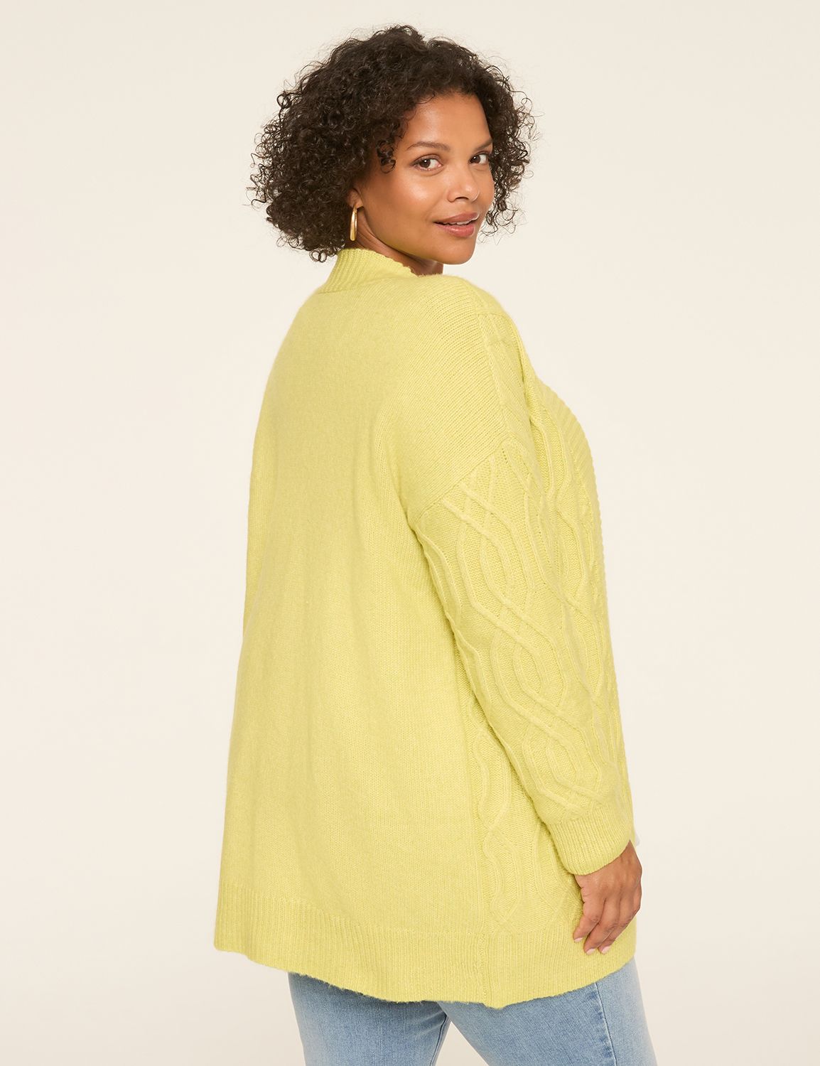 Trellis-Stitch Open-Front Cardigan