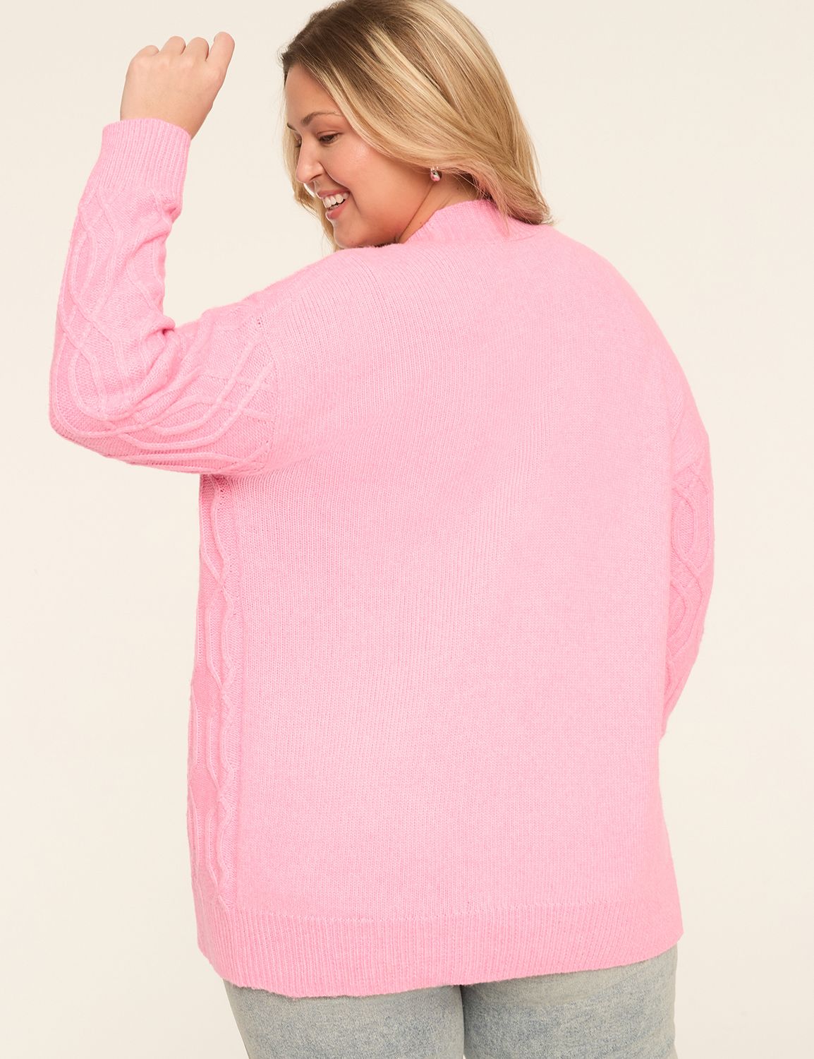 Trellis-Stitch Open-Front Cardigan