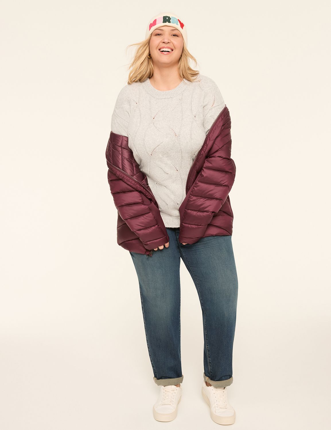 Relaxed Long Sleeve Pointelle Cable Product Image 3