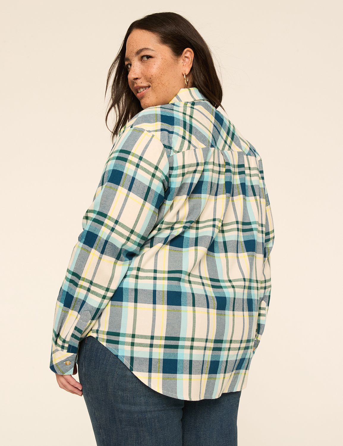 Lurex Shimmer Plaid Button-Down Shirt