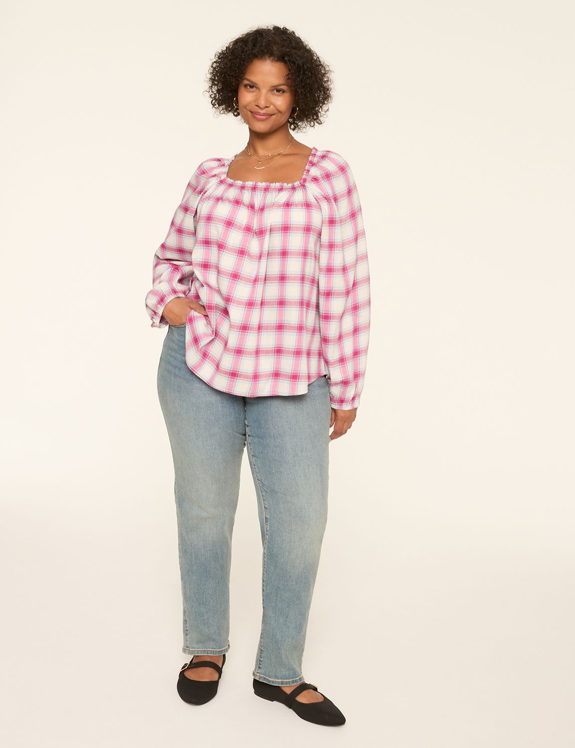 Swing Raglan Long Sleeve Square Nec Product Image 3