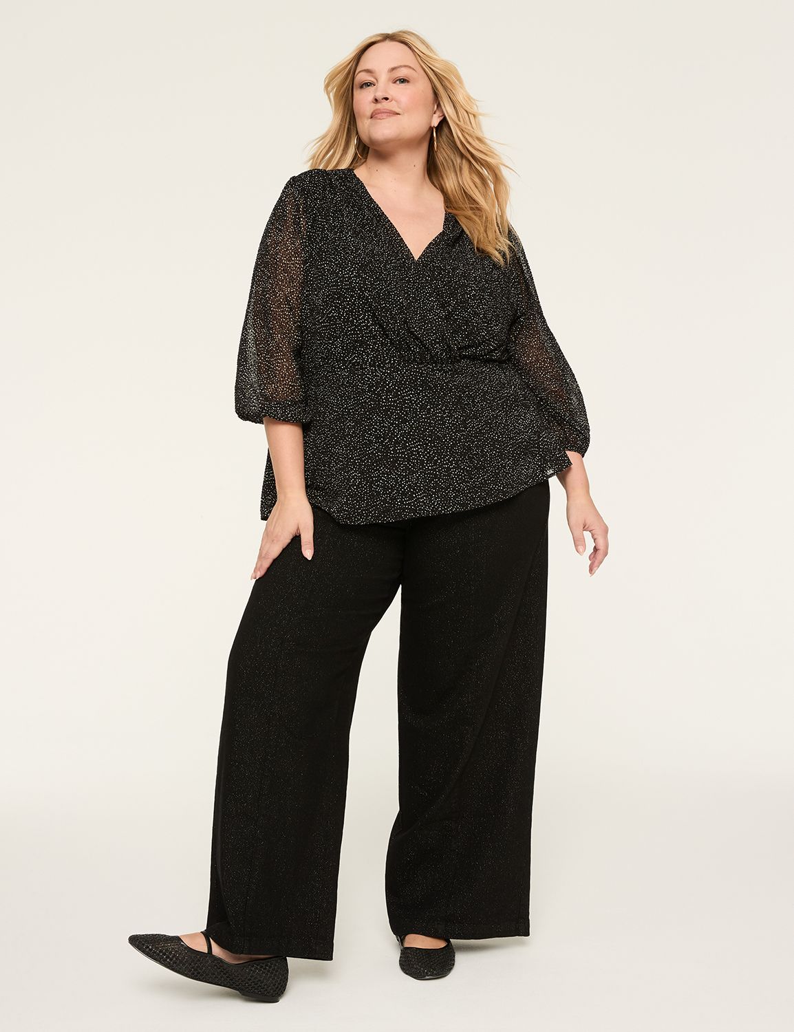 Classic 3/4 Sleeve Vneck Wrap Blous Product Image 5