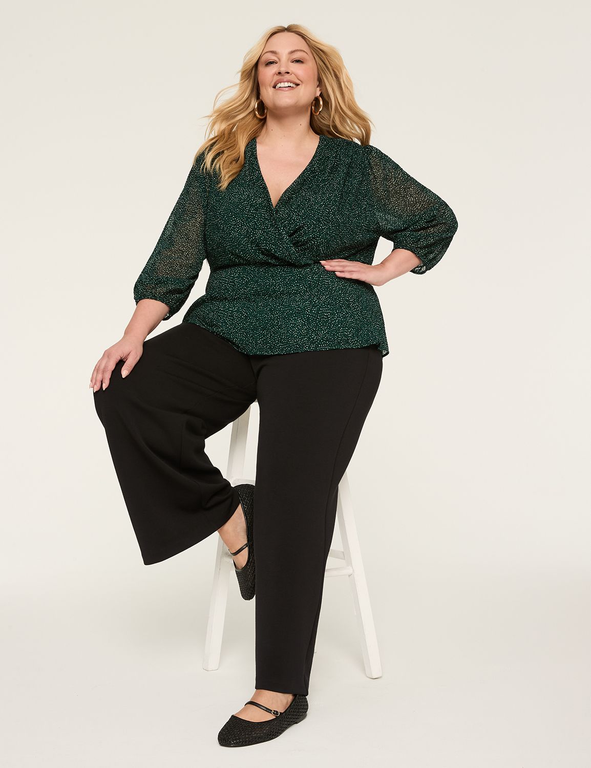 Classic 3/4 Sleeve Vneck Wrap Blous Product Image 4