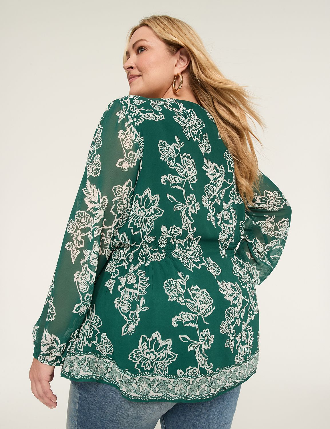 Relaxed Smocked-Side Popover Blouse