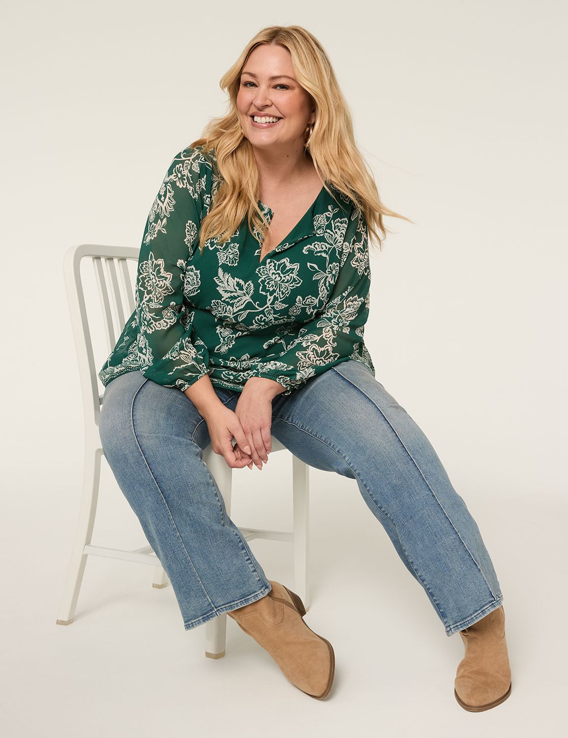Relaxed LS Boatneck Popover Blouse Product Image 3