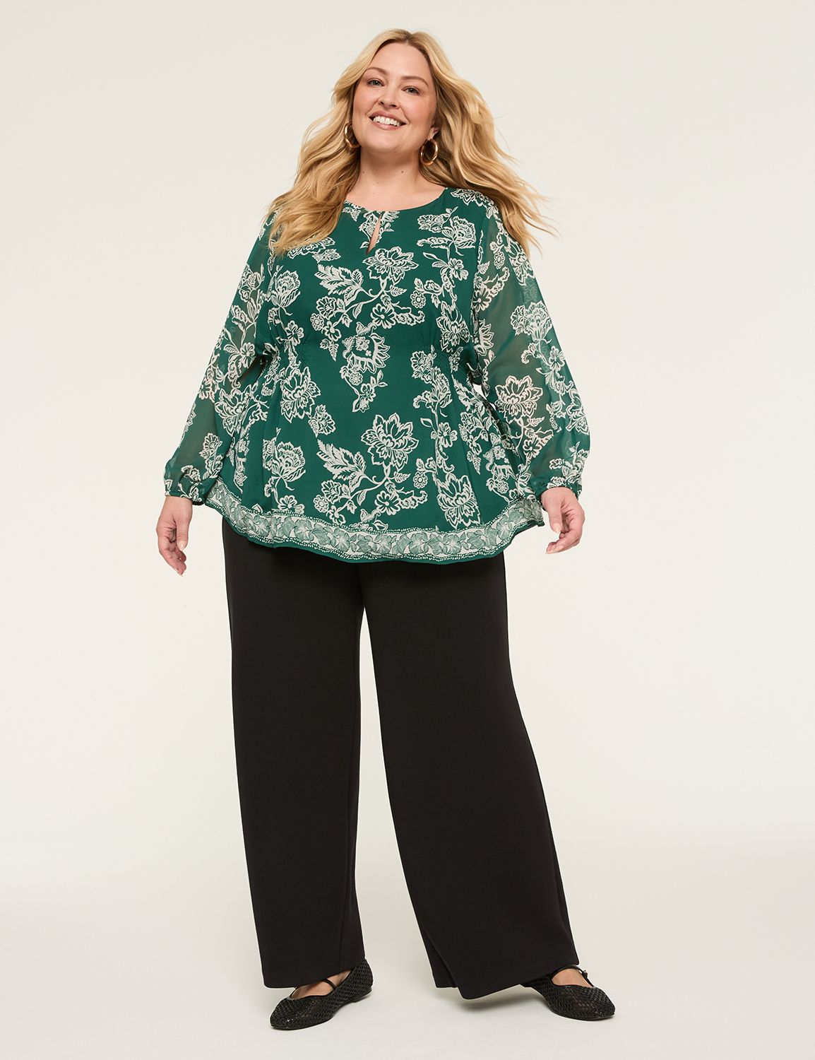 Relaxed LS Boatneck Popover Blouse Product Image 4