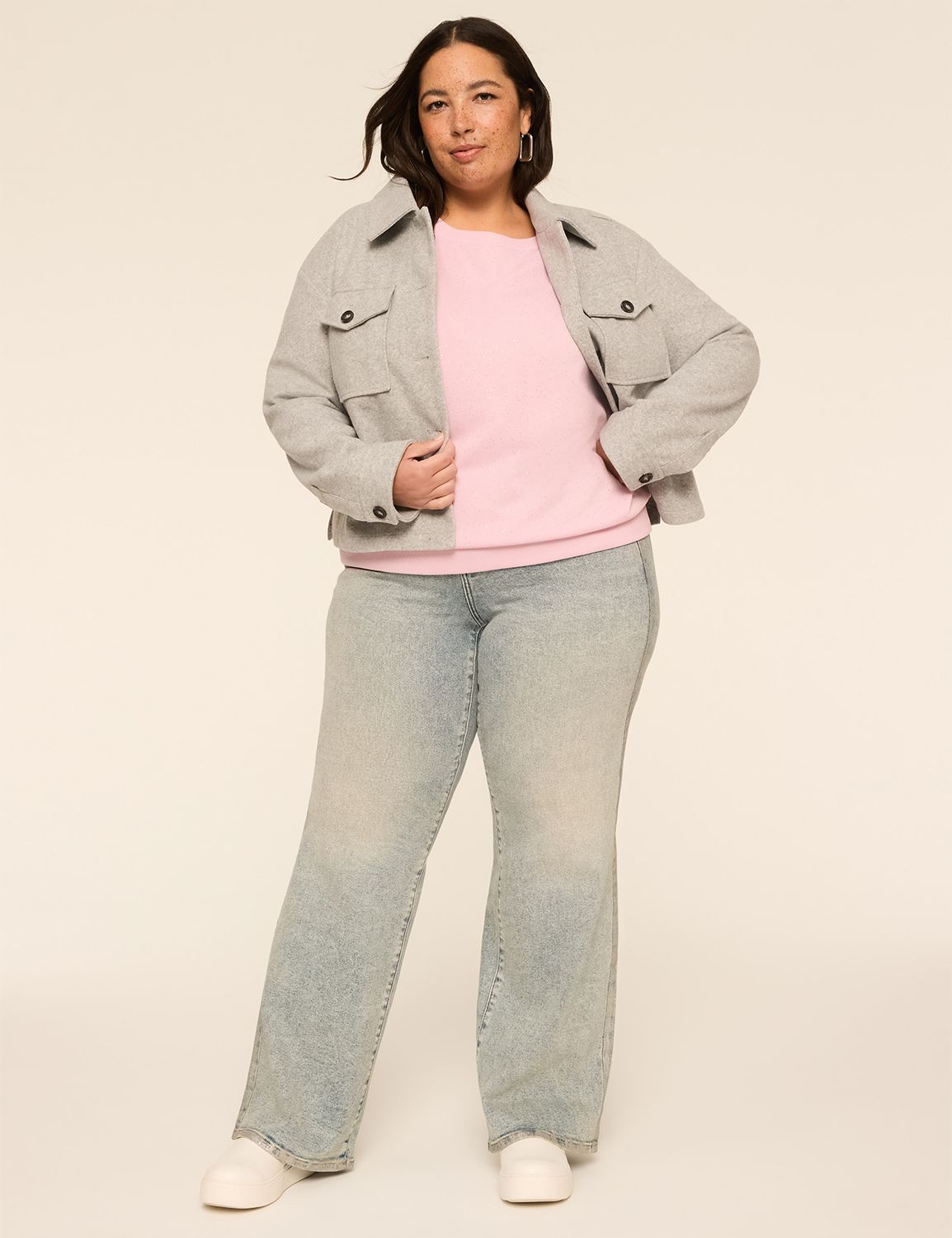Long Raglan Sleeve Crew Neck Sparkl Product Image 3