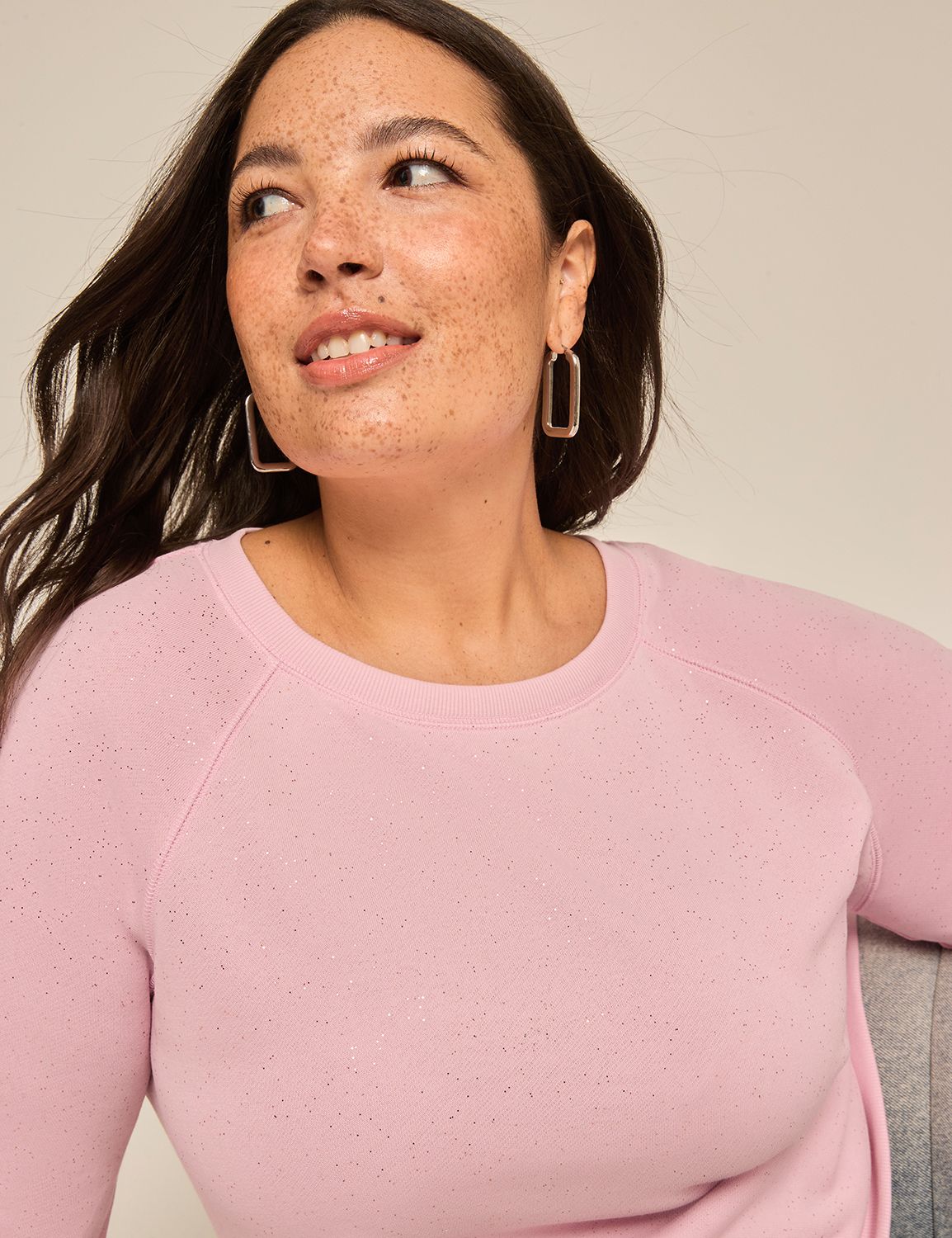 Long Raglan Sleeve Crew Neck Sparkl Product Image 4