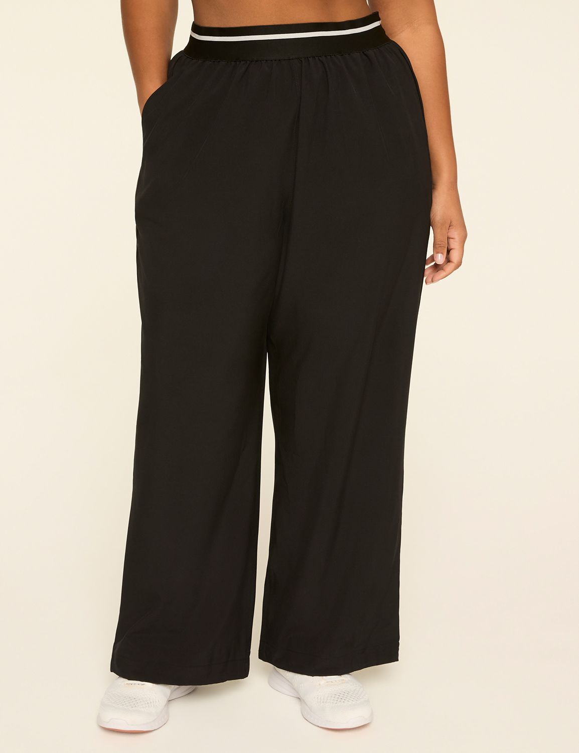 LIVI Stretch Woven Adjustable Bungee-Detail Wide Leg Pant