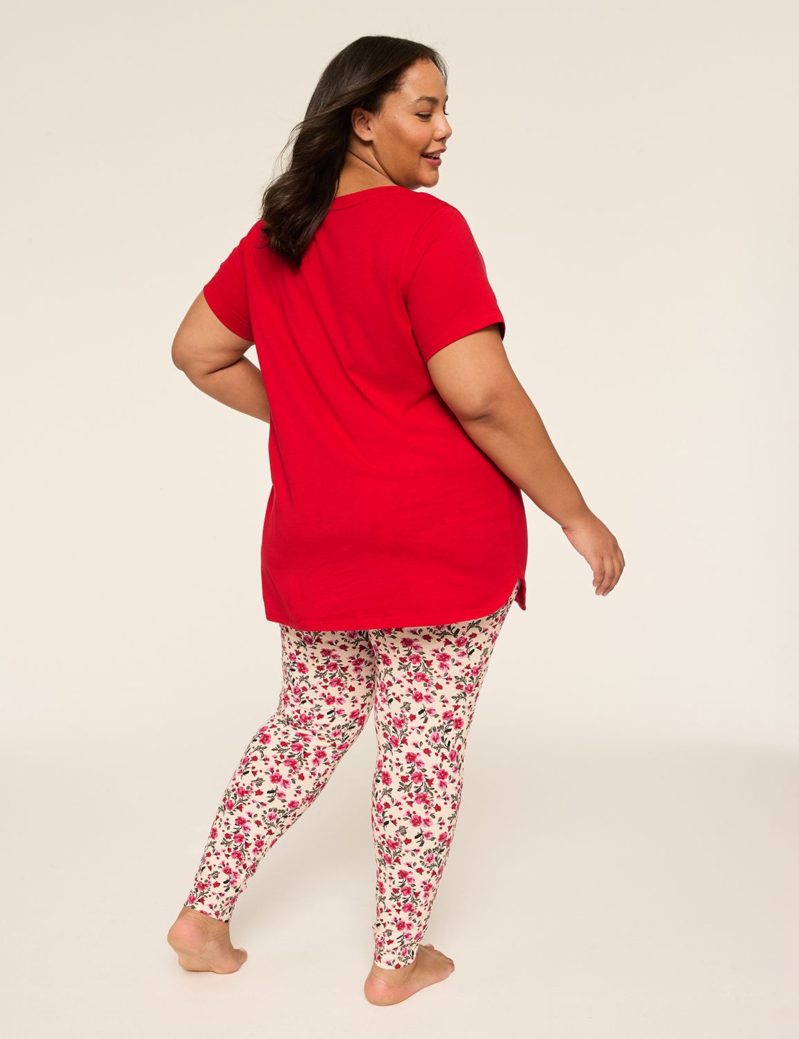 Comfy Cotton Short-Sleeve Pocket Tunic & Legging PJ Set