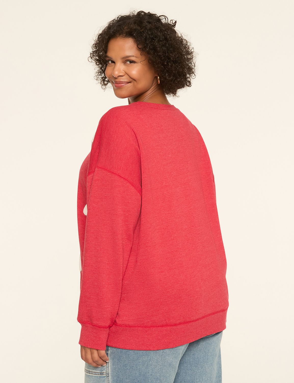 Long Sleeve Crew Neck Chenille Hear Product Image 2