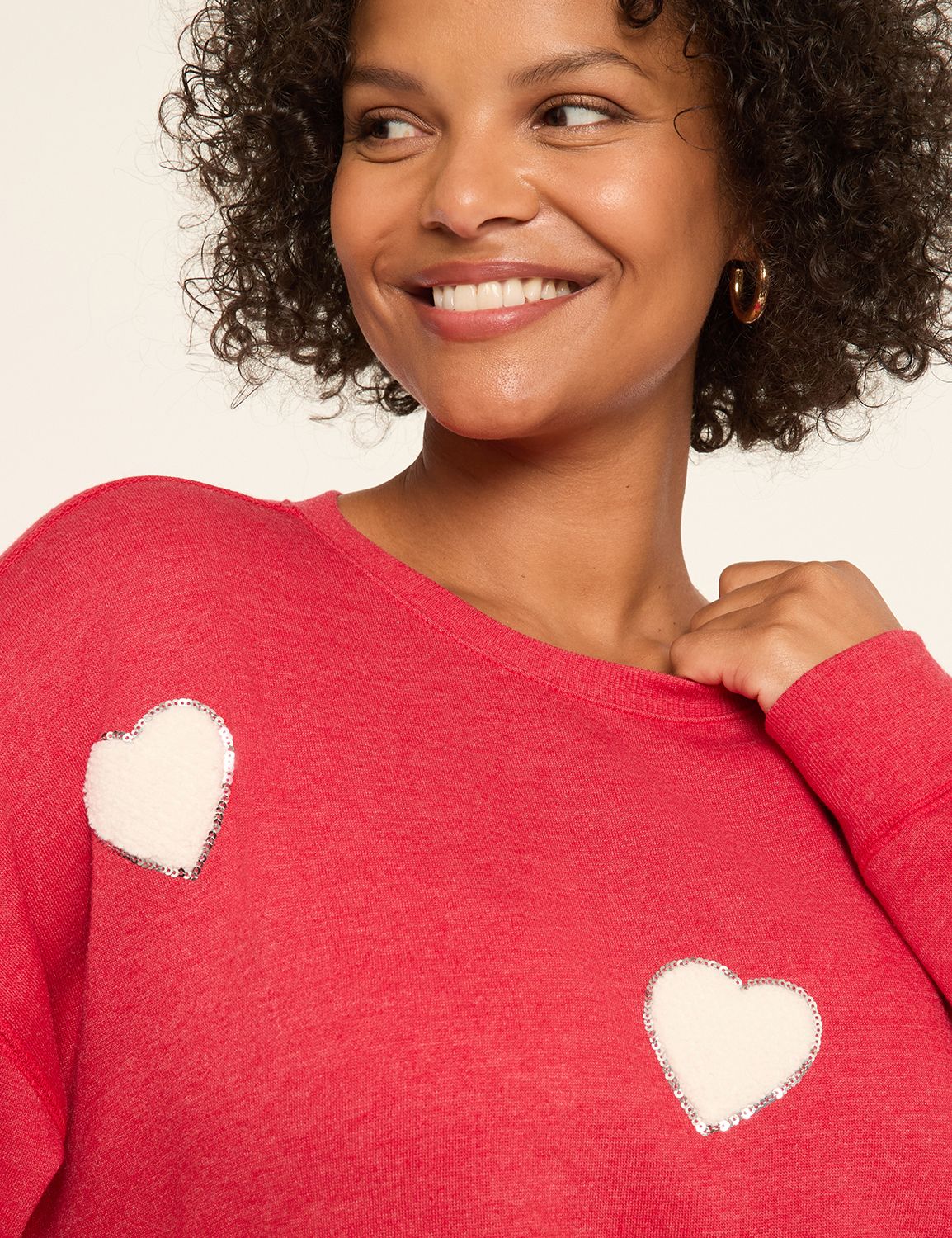 Long Sleeve Crew Neck Chenille Hear Product Image 4
