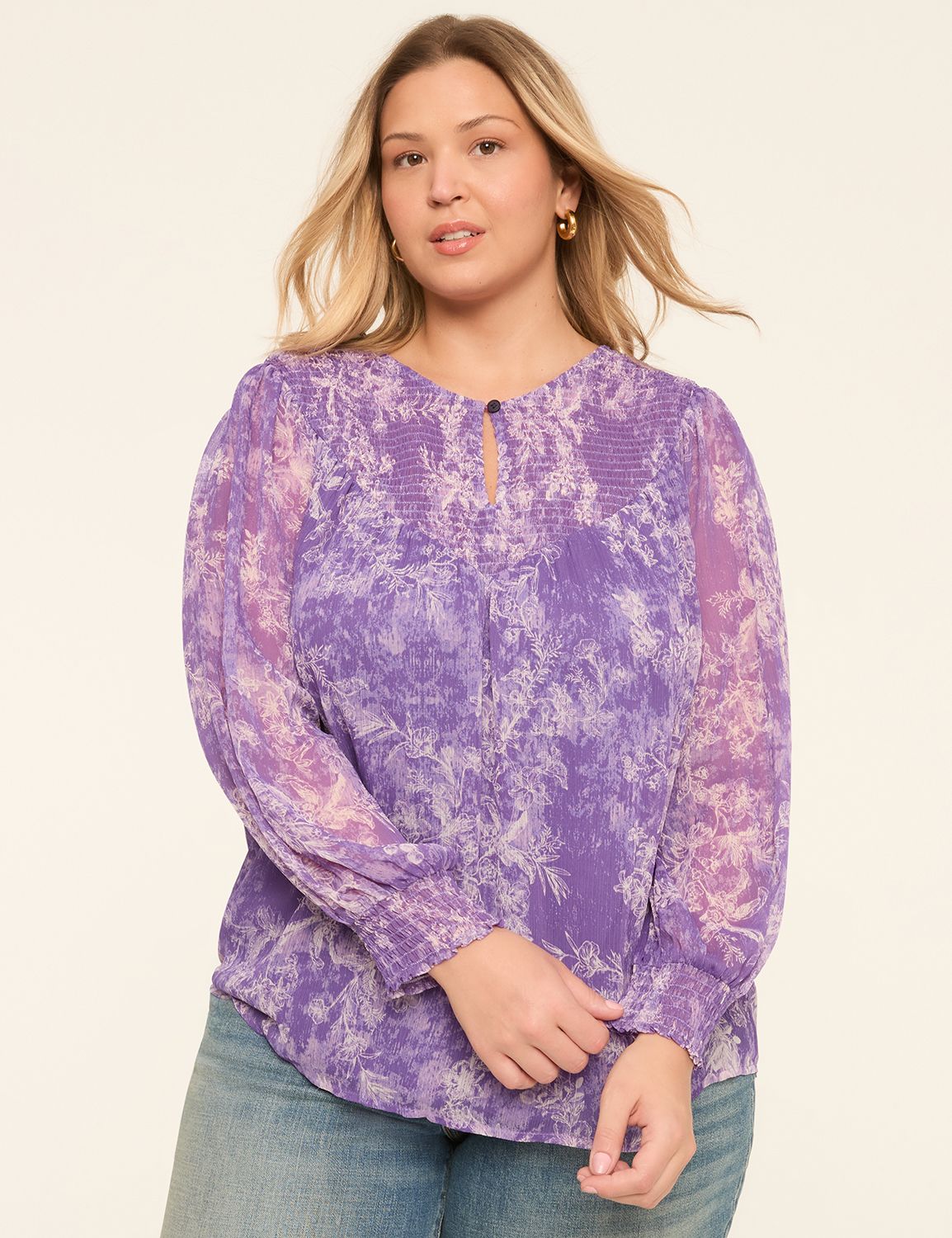 Relaxed Notch-Neck Popover Blouse