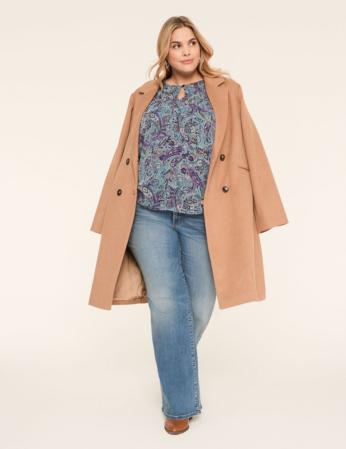 Relaxed LS Notch Neck Popover Blous Product Image 3