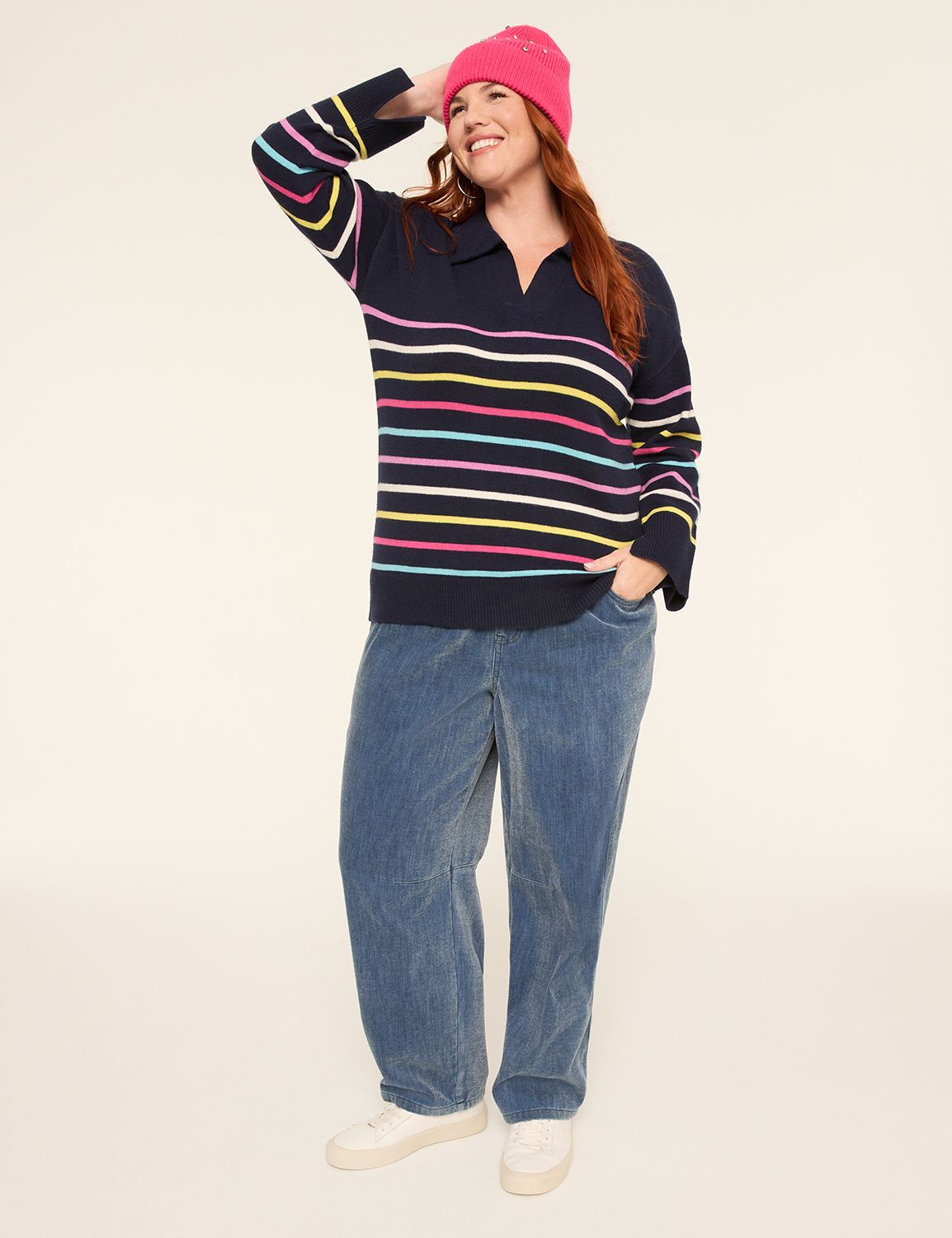 Classic Long Sleeve V-Neck Collar P Product Image 3