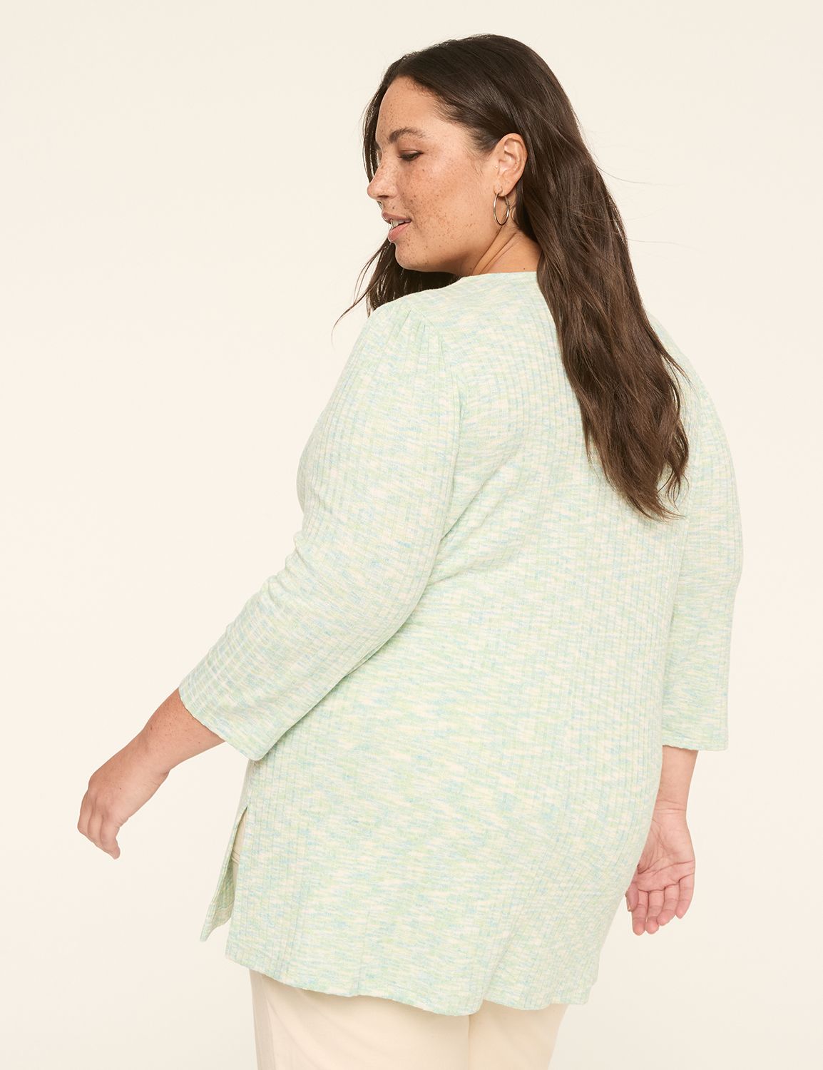 3/4-Sleeve V-Neck Lace-Up Top