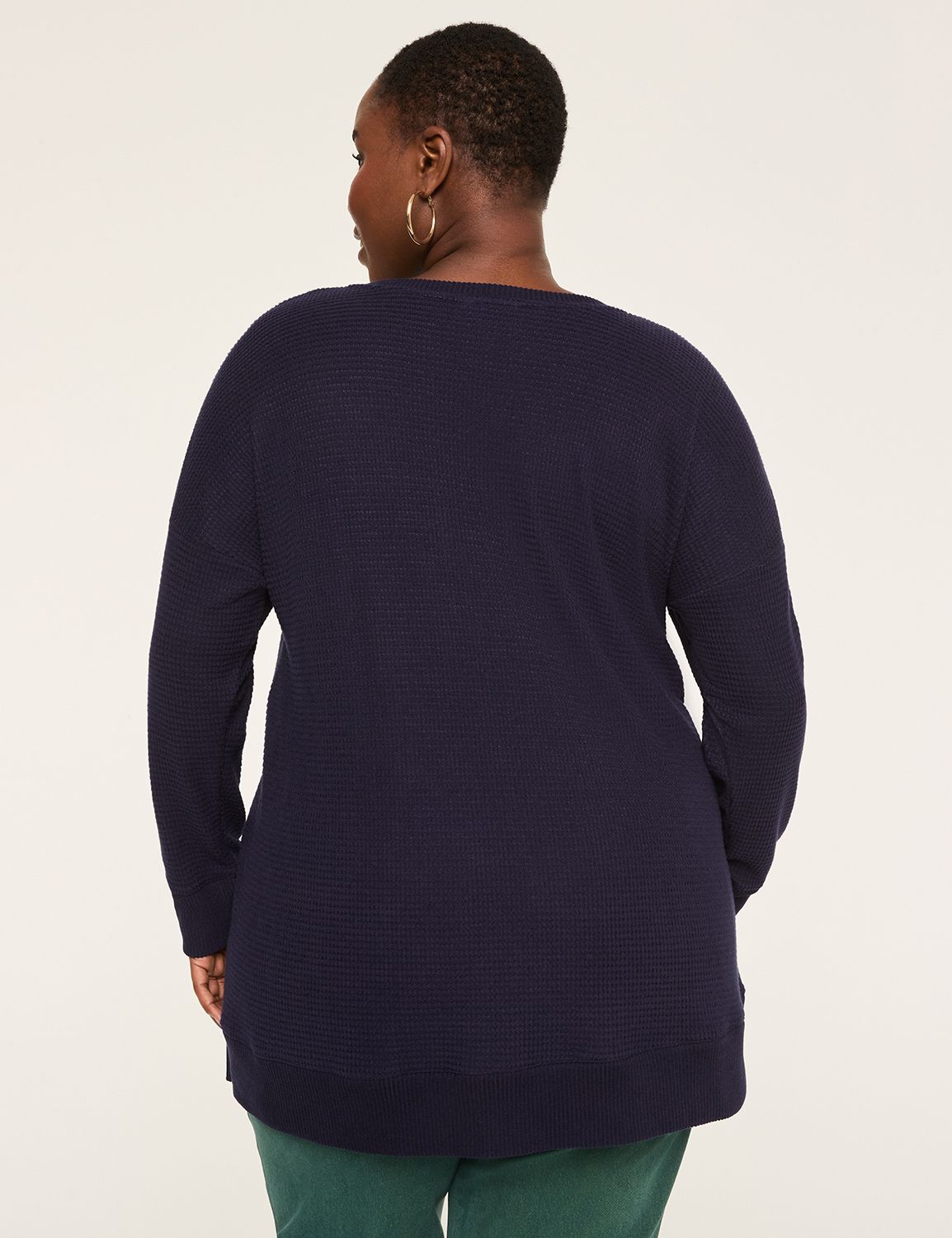 Long Sleeve V-Neck Waffle Top S 114 Product Image 2