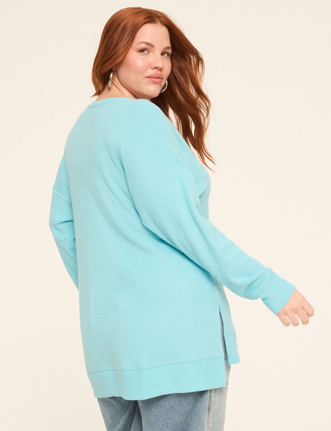 Long Sleeve V-Neck Waffle Top S 114 Product Image 2