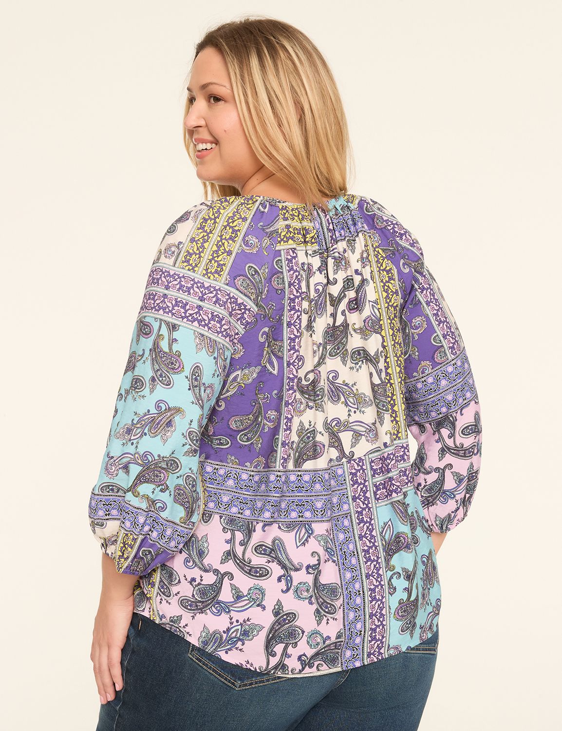 Classic 3/4 Raglan Sleeve Split Nec Product Image 2