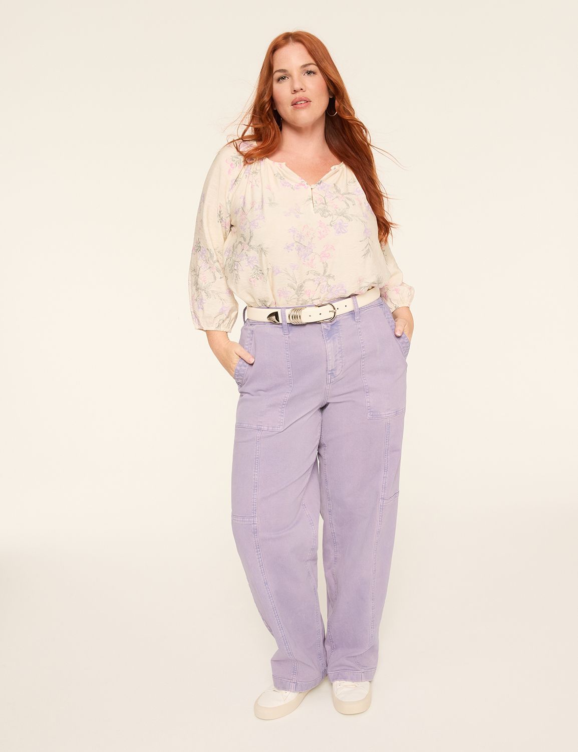 Classic 3/4 Raglan Sleeve Split Nec Product Image 3
