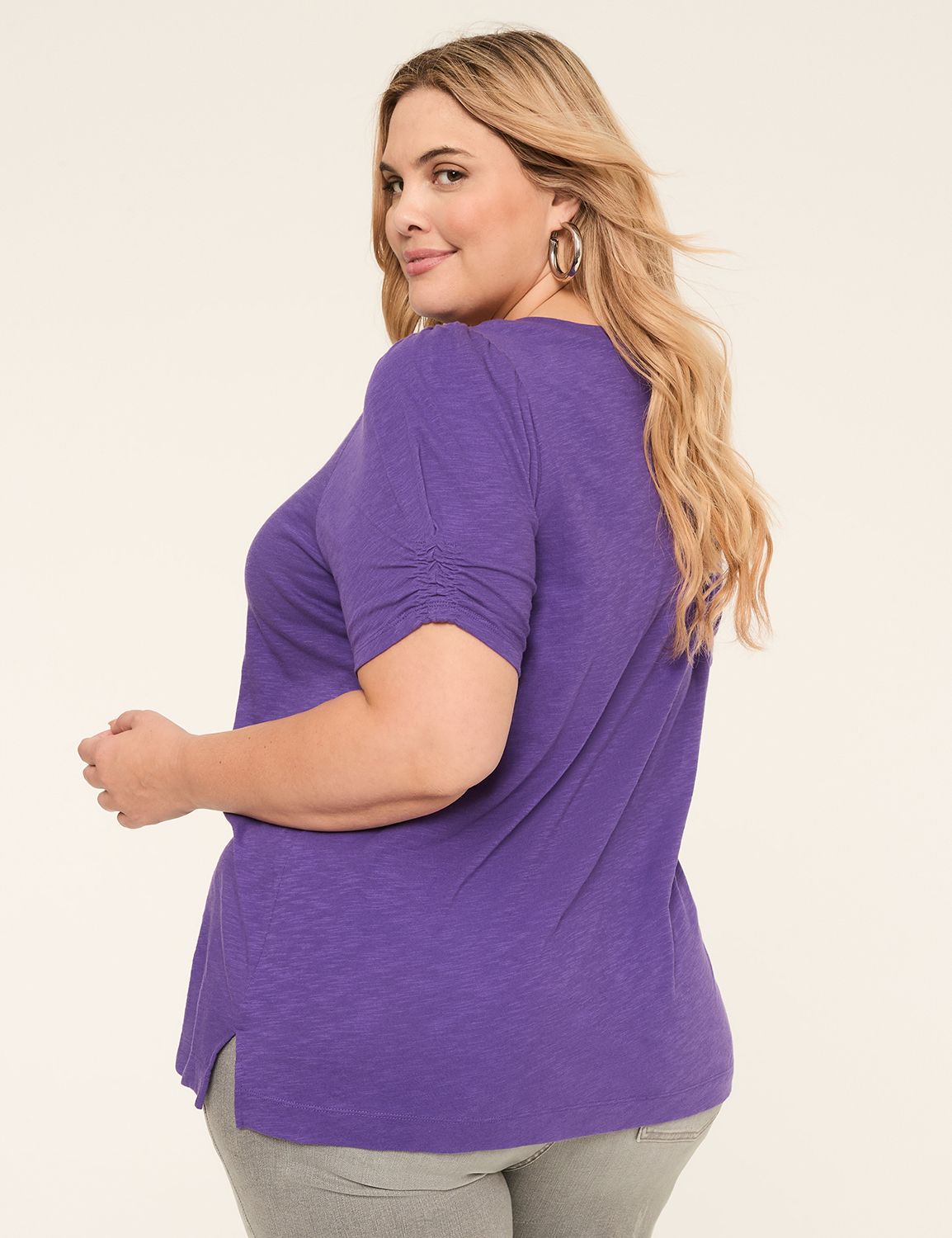 Elbow-Sleeve Boatneck Top