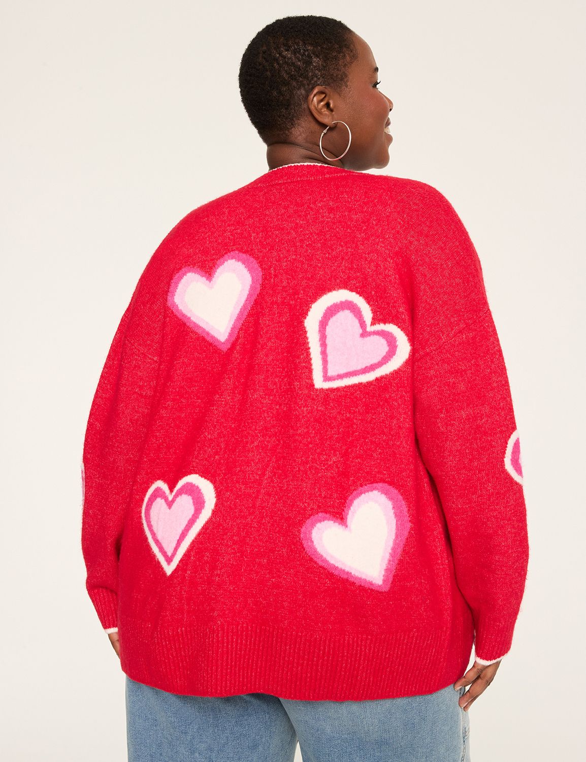 Long Sleeve Heart Open Front Cardig Product Image 2
