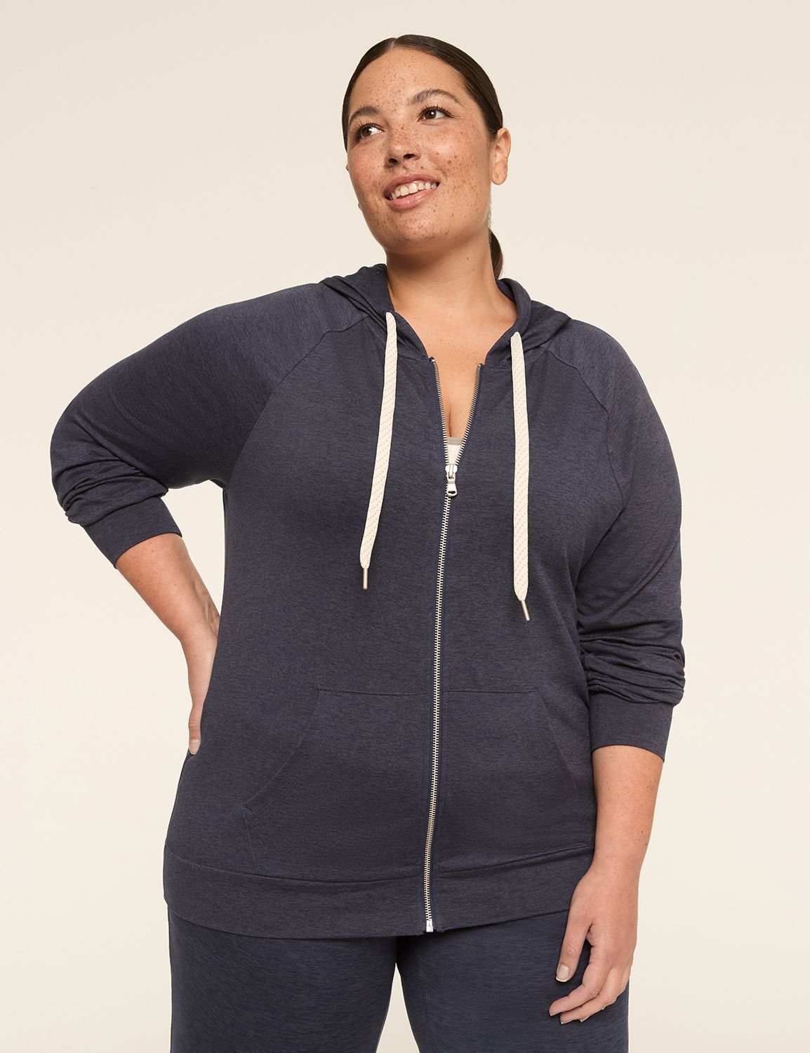 LIVI Soft Marl Zip-Front Hoodie