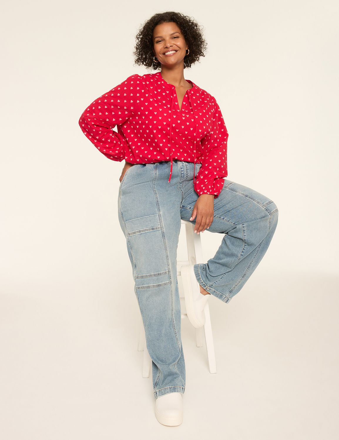 Classic LS Ruffle Neck Popover Blou Product Image 3