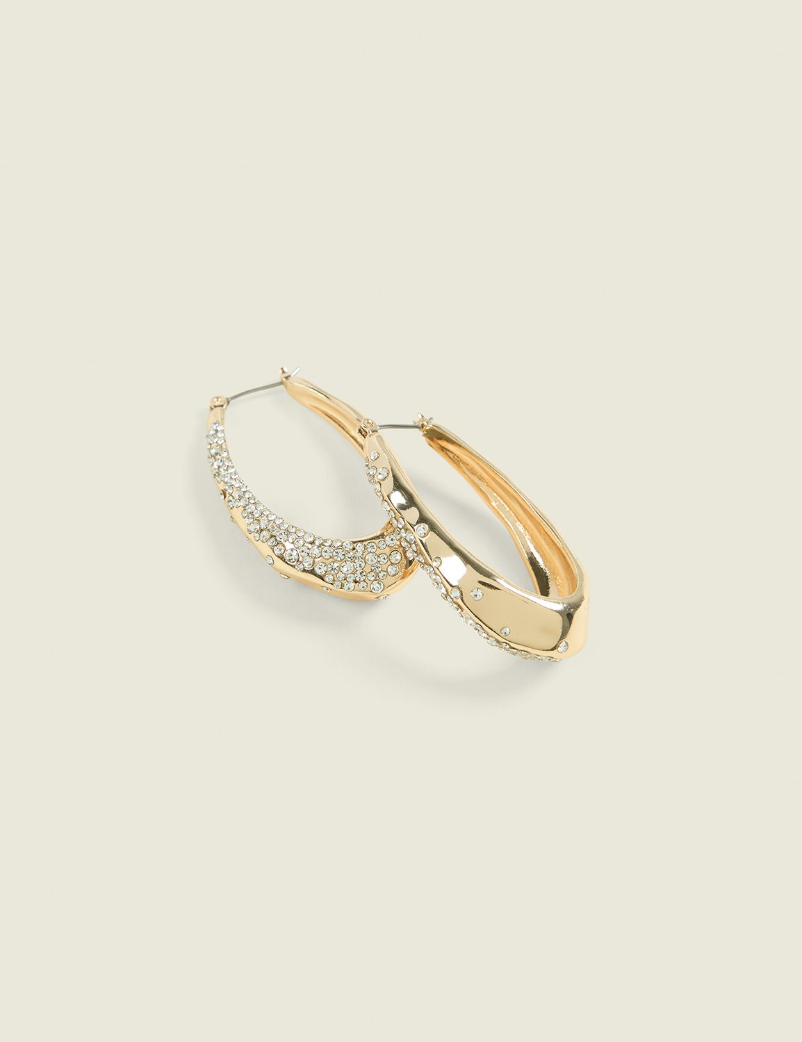 Gold & Pave Teardrop Earrings Product Image 1