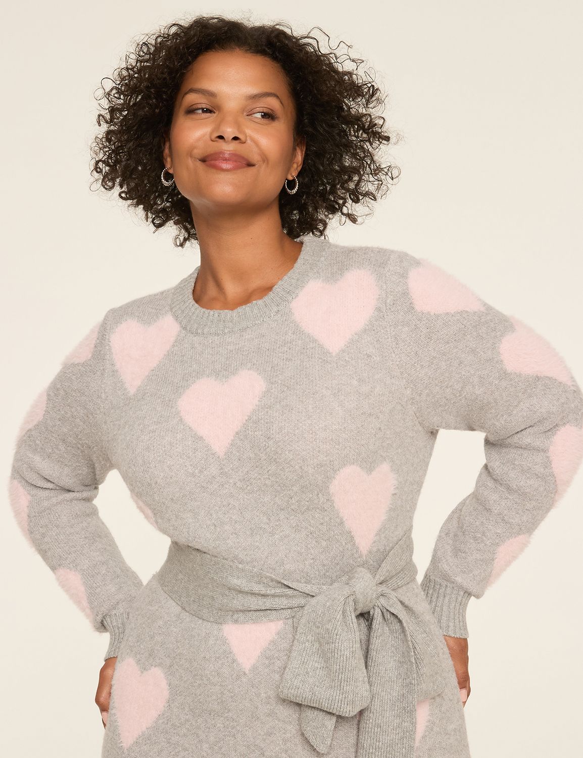 Long Sleeve Crew Neck Belted Midi S Product Image 3