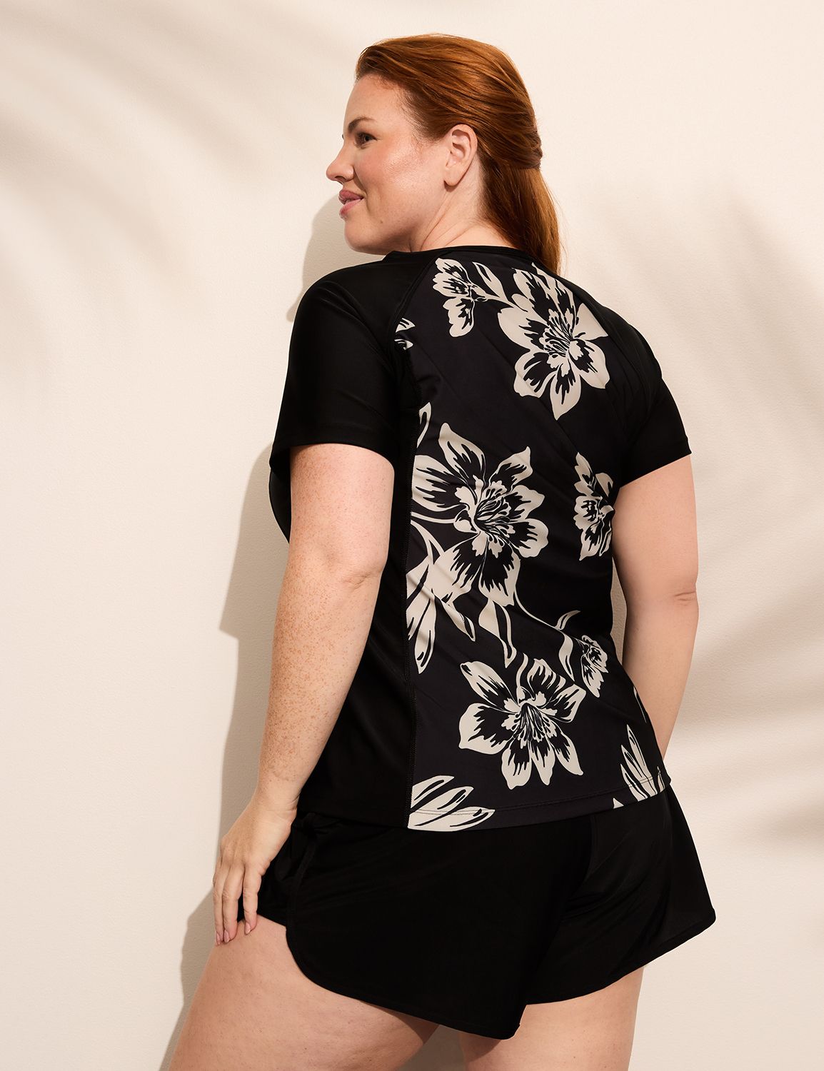 Quarter-Zip Short-Sleeve Rash Guard | LaneBryant