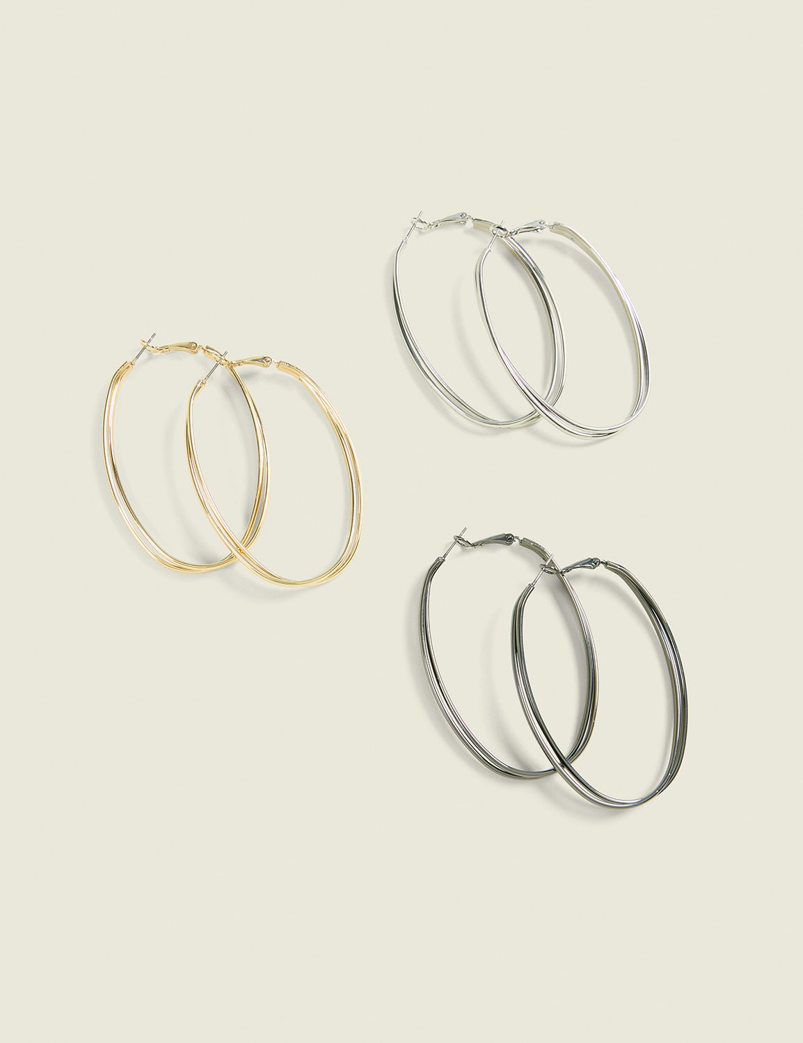Mixed Metal Oval Hoop Earring Pack