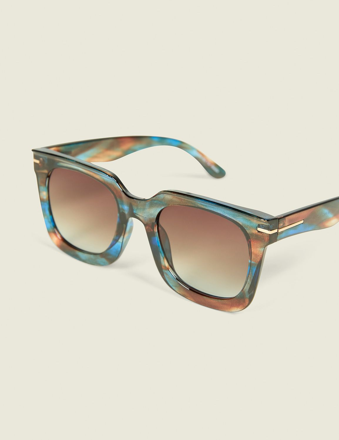 Blue & Brown Tortoiseshell Square Sunglasses