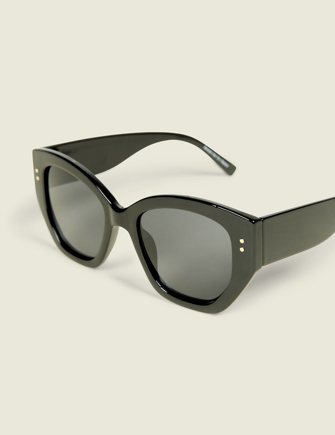 Black Goldtone-Detail Cateye Sunglasses