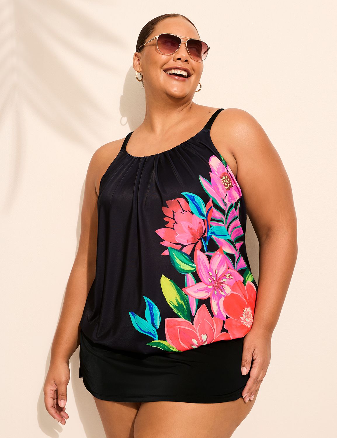 No-Wire Blouson Tankini Top