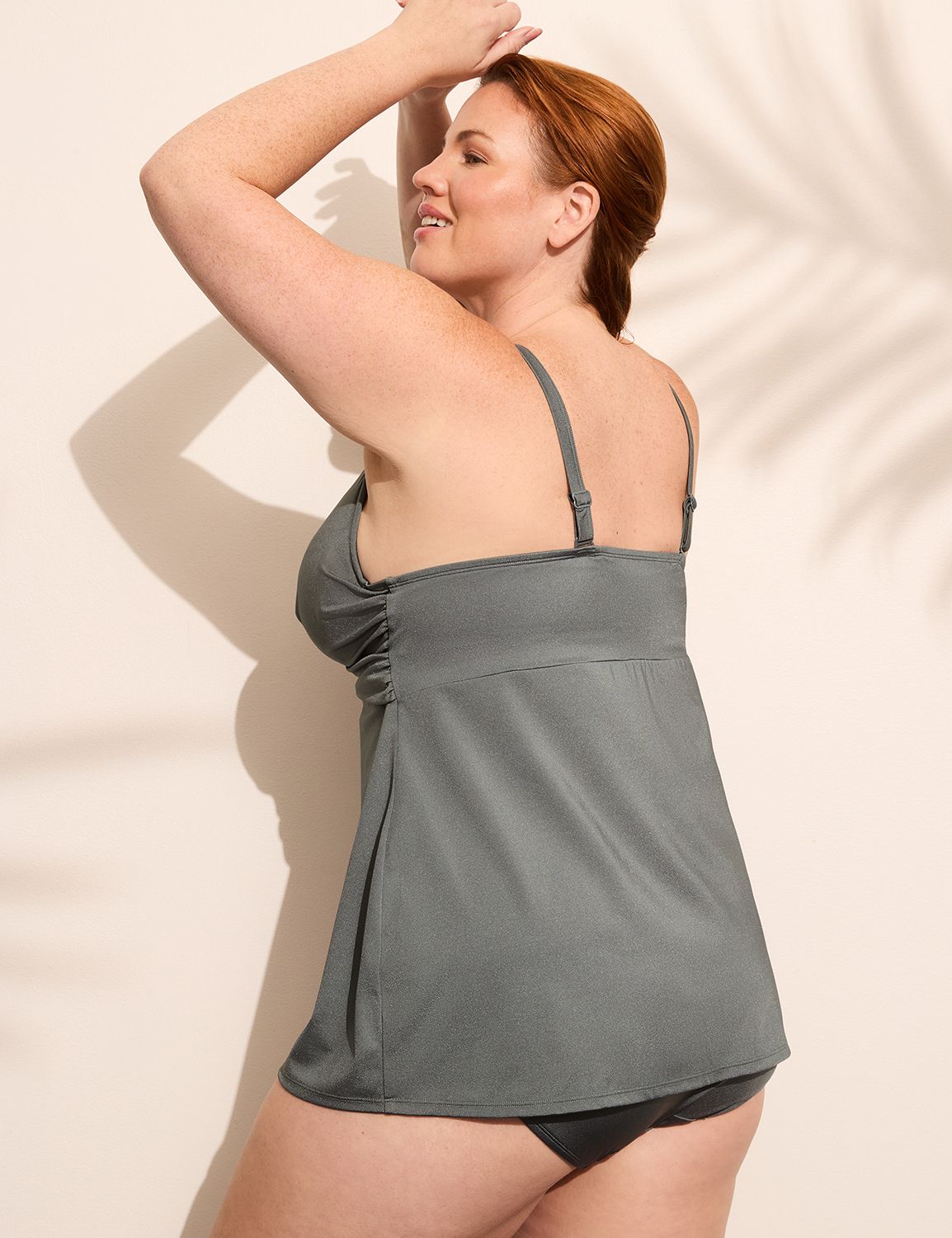 Underwire Shimmer Wrap-Front Tankini Top