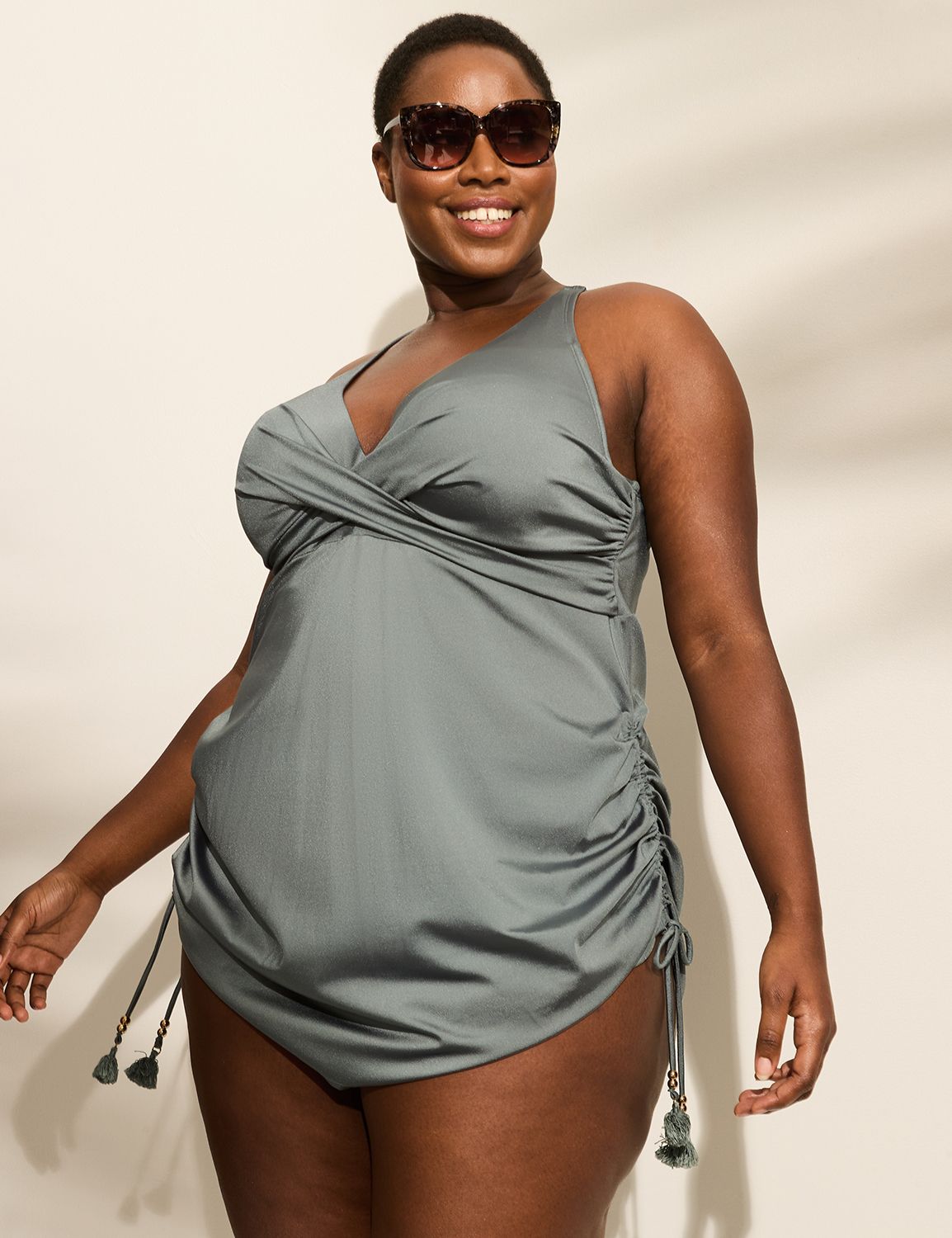 Shimmer Wrap Front Plunge UW Swim D Product Image 5