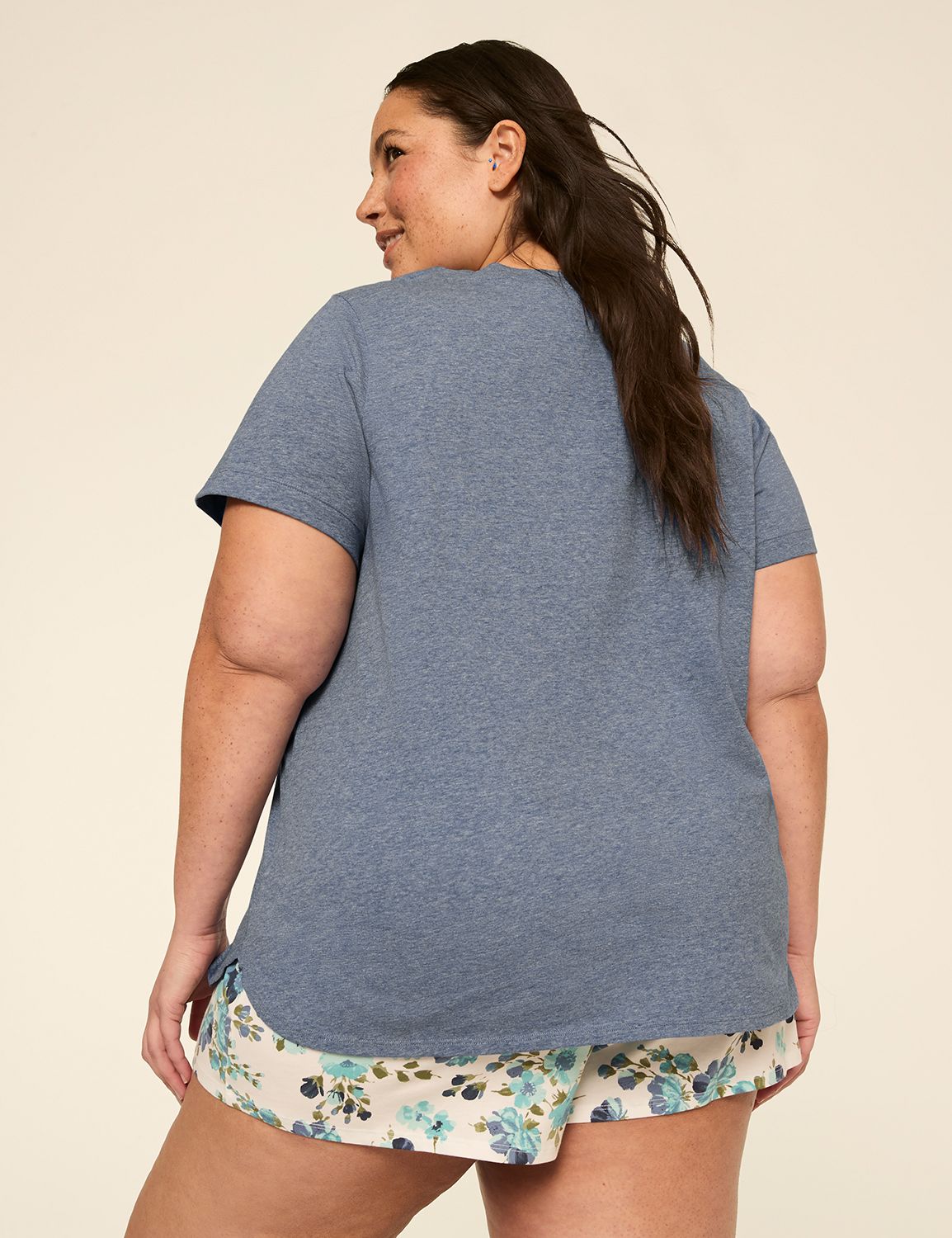 CVC & 100% Ctn Tee/Block Short Set Product Image 2