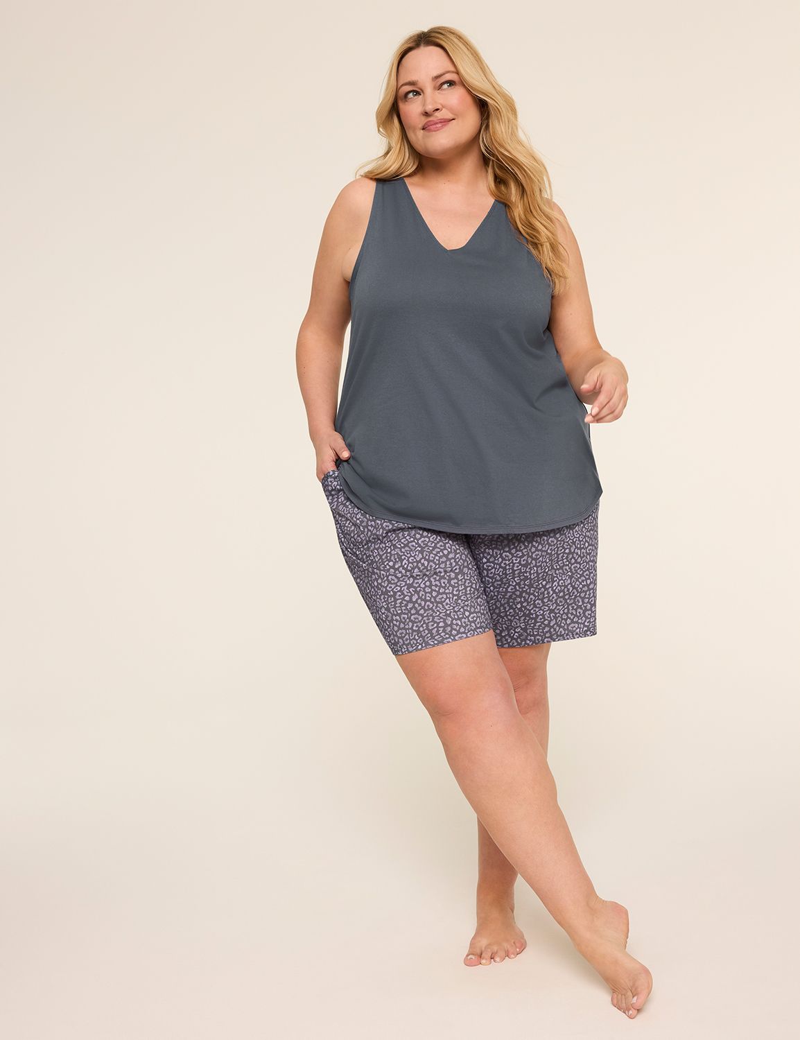 Comfy Cotton V-Neck Tank & Bermuda Short PJ Set